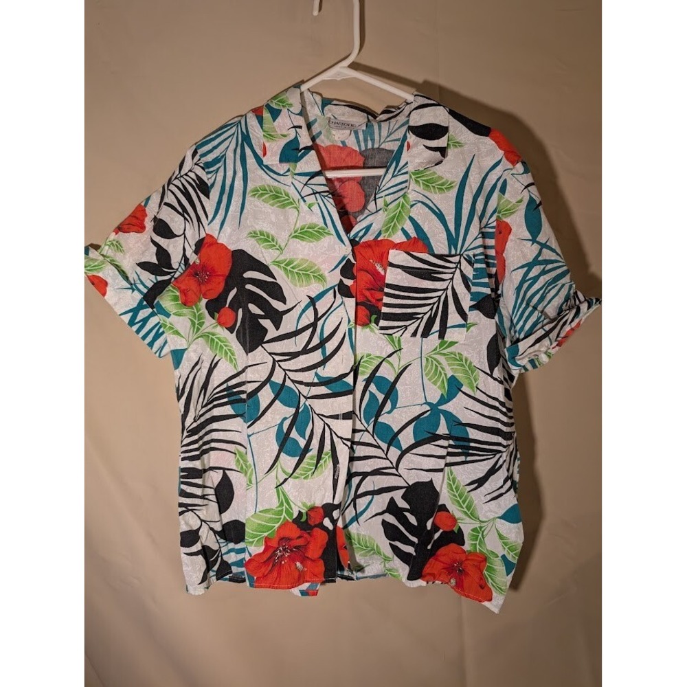 Vintage Charlotte G Hawaiian Shirt Floral Tropical Short Sleeve Button Up 18 - Picture 1 of 3